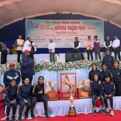 The Mumbai University women's team celebrating their championship win at the Maharashtra State Inter University Athletics meet. It's wonderful to see their hard work pay off with trophies and medals.