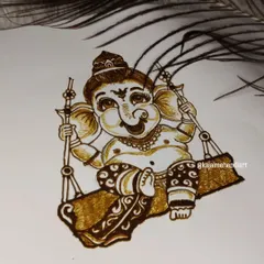 Another angle of the 'Bappa' portrait, showing the fine line work. This kind of art is perfect for celebrating auspicious occasions.