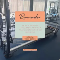 A reminder to move your body and get energized. This shot of our reformers is an invitation to book a trial class and experience the studio for yourself.