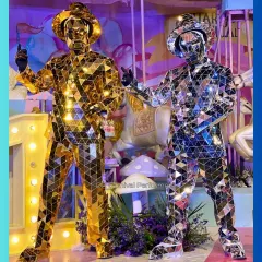 Meet the Mirror Men. Available in brilliant gold and silver, these performers are perfect for welcoming guests, energizing the dance floor, and creating amazing photo opportunities.