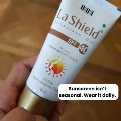 Skincare Truth: Sunscreen isn't just for summer. UV damage happens year-round, so wearing a broad-spectrum sunscreen like this La Shield SPF 40 gel daily is non-negotiable for preventing aging and pigmentation.