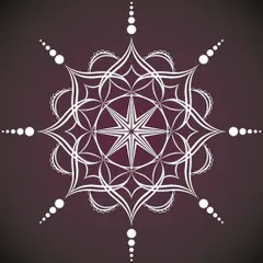 The inverse of the previous piece, this white mandala on a purple background highlights the delicate and lace-like quality of the linework. It shows how a change in color can completely transform the mood of a design.