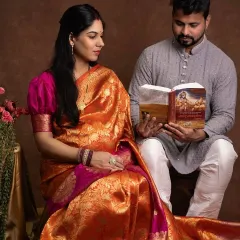 A truly special moment, connecting their spiritual beliefs with their journey into parenthood. Reading from the Bhagavad Gita adds a layer of profound meaning to their maternity photos.