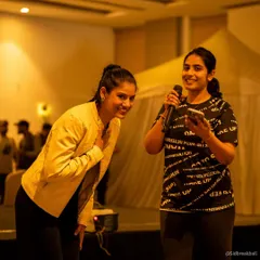 Receiving a warm welcome from the host at the Decathlon event. I enjoy participating in corporate functions that celebrate teamwork and energy.