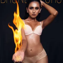 A magazine-style edit of the fire concept, combining the powerful visual with bold text. This shows how the images can be used for creative layouts.