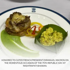 Honored to cater for French President Emmanuel Macron on the momentous occasion of the 75th Republic Day at Rashtrapati Bhawan. This dish was specially crafted for the state dinner.