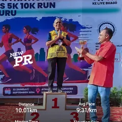 This is what true determination looks like. I am incredibly proud to celebrate Anuradha Dighe, who at 79 years old, improved her 10K timing by 5 minutes. My 'Fab Seniors' program proves that with the right guidance, age is never a barrier to achieving a new personal best.