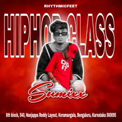 This poster announces our Hip Hop classes with instructor Sumix. We are located conveniently in Koramangala 8th block, making it easy for you to join us.