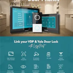 See and speak to visitors from anywhere with a smart video door phone. This system features a high-definition touch screen, night vision, and visitor snapshots. I can link it directly with your Yale door lock for a fully integrated and secure entry system.