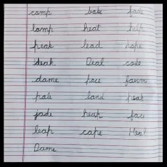 This is a great example of a word practice sheet. Repetition like this helps build muscle memory for consistent letter formation and spacing in cursive writing.