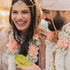 The purest joy. For Manasi’s wedding, we went with a clean, glowing look and a pop of lip color that tied in beautifully with her stunning lehenga. Her happiness with the long-lasting makeup and her dream open hairstyle was my biggest reward.
