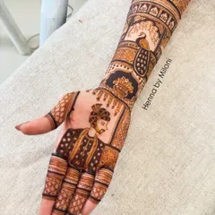 A close-up of a groom's portrait, showcasing the fine lines and shading techniques I use to bring the figure to life. The design also features the Mumbai skyline on the forearm.
