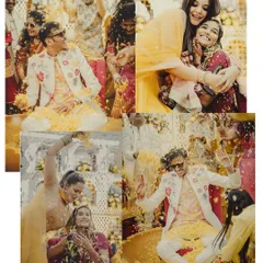 This is what a fun Haldi is all about. I love being in the middle of the action to capture the genuine laughter, the playful teasing, and the shower of flower petals that make these moments unforgettable.