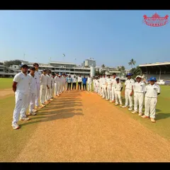 Both teams line up on the pitch at Brabourne Stadium. These matches against tough local opposition are a crucial part of our immersion program.