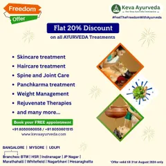 We invite you to feel the freedom of holistic healing with our Independence Day Offer. This promotion provides a flat 20% discount on all our treatments, from skincare and haircare to spine care and rejuvenation therapies.
