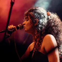 A close-up shot from a performance at Fandom. I love getting lost in the song and sharing that emotion with everyone in the crowd.