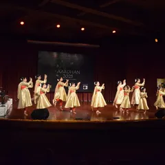 The grand stage of Aarohan 2025, where our students performed under the mentorship of Guru Shinjini Kulkarni. This experience embodies the spirit of the Guru-Shishya tradition.
