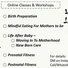 My goal is to support you through every stage of your journey into motherhood. I offer a range of online classes and workshops, from birth preparation and prenatal fitness to mindful eating and newborn care. Each program is designed to empower you with evidence-based knowledge and practical skills for a calm and healthy pregnancy.