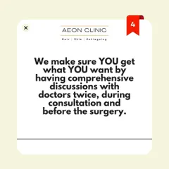 Your goals are my goals. That's why I make sure we have comprehensive discussions with our doctors twice, once during the initial consultation and again before any surgery. This ensures you are comfortable and we are perfectly aligned on the desired outcome.