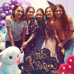 Friends celebrating their time together. The 'Better Together' prop says it all. My theatre is a great place for college gangs and friend groups to catch up.