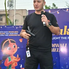 As an instructor, you must be able to lead from the front. Here I am during a presentation, demonstrating firearm safety and awareness principles.