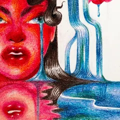 Detail of the reflection in the water from the 'fountain' drawing.