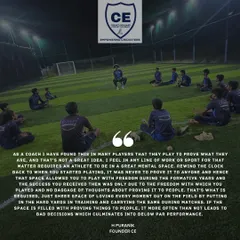 A core part of my philosophy. I believe athletes perform best when they play with freedom and love for the game, not with the pressure of proving themselves to others.