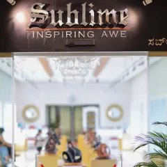 The grand entrance to Sublime Galleria at UB City. This bright, welcoming space is designed to showcase large-scale artworks in a contemporary setting.