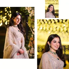More beautiful portraits of the reception bride, playing with creative framing and the magical, out-of-focus lights in the background.