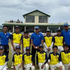 The victorious U14 team from our Pravin Tambe Premier League (PTPL). This group photo with their coaches captures the pride and teamwork that led them to become champions.