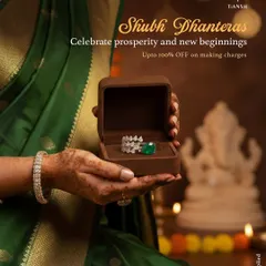 Shubh Dhanteras. Some blessings come wrapped in gold, others sparkle quietly in the moments we share. This image captures the spirit of new beginnings with a beautiful emerald and diamond ring.