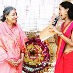 A candid shot while interviewing the esteemed Padmavati Rao on stage. My goal as a host is to create genuine, engaging conversations that the audience will remember.