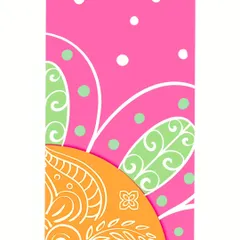 This is a section of my 'Color-blocked Calm' series, featuring a bright pink and green palette. The design plays with simple zentangle-inspired swirls and dots to create a feeling of lightheartedness and peace.