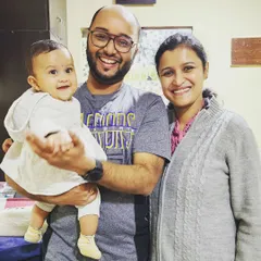 Here we are with a student who practiced prenatal yoga with us for over six months, now visiting with her healthy baby. This image captures the positive outcome of a consistent and guided yoga journey during pregnancy.