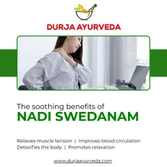 Experience the soothing benefits of Nadi Swedanam, a localized steam therapy. It effectively relieves muscle tension, improves blood circulation, detoxifies the body, and promotes deep relaxation.