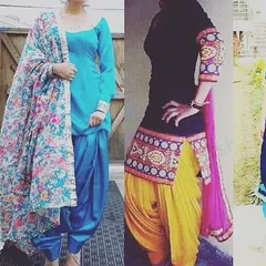 This collage shows the variety of Punjabi suits I can stitch, from simple, solid-colored suits for daily wear to heavily embroidered ones for special events.