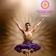 A dynamic leap captured for my performance of 'Raṅg - The Blue Color Lord' at the Nita Mukesh Ambani Cultural Centre. This pose embodies the power and grace of Kuchipudi that I strive to share in every solo recital.