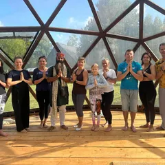 Here I am with a group of dedicated students after a workshop in this beautiful geodesic dome. Yoga unites us beyond all borders and languages. It is a privilege to guide people from different cultures as they connect with their inner selves and discover the universal truth that we are all one.