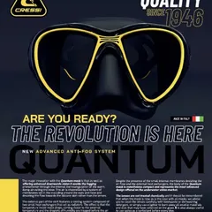 This is the Cressi Quantum mask, featuring an advanced anti-fog system. Its design helps channel moisture away from the lenses, giving you a clearer view throughout your dive.