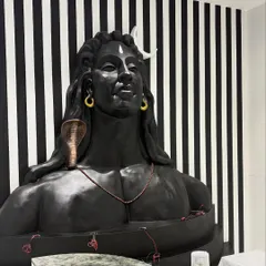An in-progress shot of the Shiv mural installation at the office entrance. You can see how the large-scale piece is carefully fitted into the reception area.