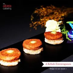 Mini kebab sliders served on a sleek black platter. These bite-sized treats are a modern and convenient way to enjoy the rich flavours of our kebabs.