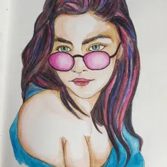 A stylized portrait illustration using colored pencils and ink. This shows my ability to create more graphic, vibrant images with a modern feel.