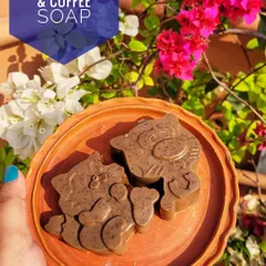 My cute, cat shaped Beetroot and Coffee soaps. This combination is great for its anti ageing benefits, helping to reduce blemishes, prevent wrinkles, and tighten the skin with regular use.