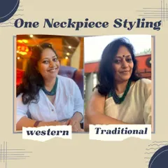 One accessory, two completely different vibes. Here is how I styled the same beaded necklace for a casual western look with a white shirt and a traditional look with a linen saree.