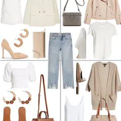 This is how I approach building a versatile wardrobe. Starting with one pair of distressed straight-leg jeans, I've created four distinct looks: a polished office-casual outfit, a weekend look with a moto jacket, a brunch-ready style, and a relaxed everyday ensemble.