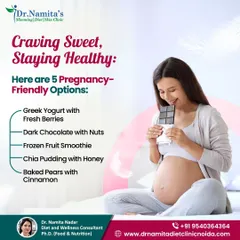 Pregnancy cravings are normal, and you can satisfy them in a healthy way. This post shows five pregnancy-friendly options for when you crave something sweet, like Greek yogurt with berries or dark chocolate with nuts.