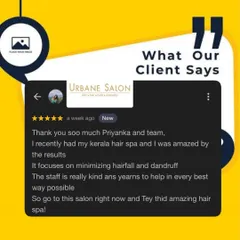 This client was amazed by the results of her Kerala Hair Spa. She highlights how it helped with her hair fall and dandruff, and praises our kind and helpful staff. This is the sign you've been looking for to try our Ayurvedic hair care.