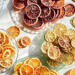 Master the art of the garnish. Dehydrated citrus wheels not only look beautiful but also add concentrated flavor to your cocktails. Here's a colorful array we prepared.