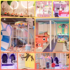 Welcome to our world of fun! This collage gives you a peek at everything waiting for you, from our massive soft play area and exciting arcade games to our yummy cafe and futuristic VR zone.