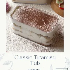 You can never go wrong with a Classic Tiramisu Tub. I make it the traditional way, with layers of coffee-soaked sponge and light, airy mascarpone cream, finished with a generous dusting of cocoa.